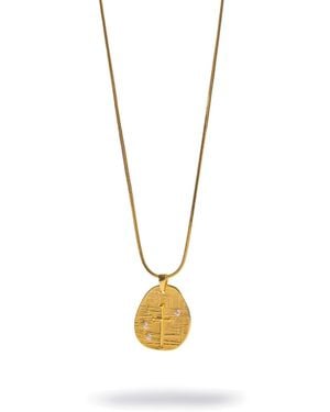 Ebru Jewelry Vintage Style Cross & Zircon Pendant Necklace - Metallic