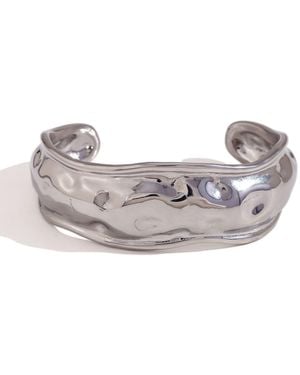 Olivia Le Jordana Hammered Wide Open Cuff Bracelet - Metallic