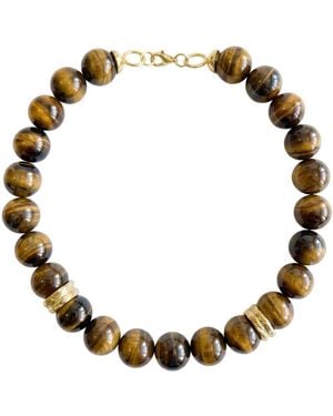 LINYA JEWELLERY Tigris Tiger Eye Natural Stone Necklace - Metallic