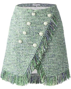 Solgo Atelier Cora Tweed Wrap Mini Skirt - Green