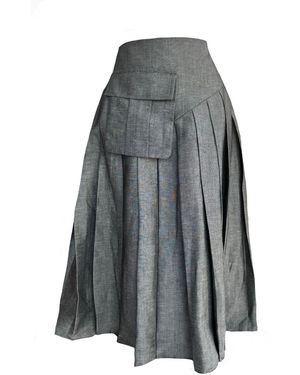 Mirimalist Twirl Pleated Midi Skirt - Grey