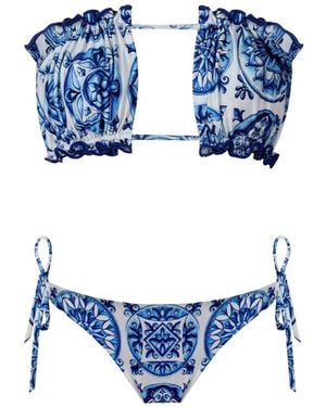 Nur Karaata Sun Bleu Blanc Bikini Set - Blue