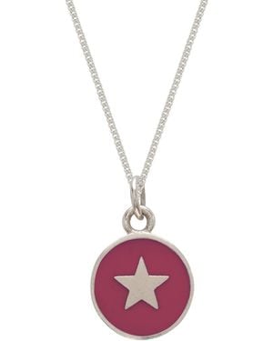 Lime Tree Design Small Star Enamel Necklace Sterling - Pink