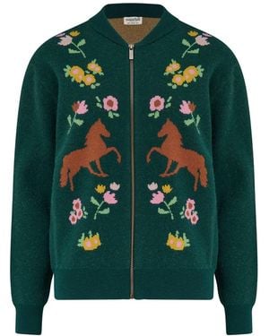 Sugarhill Solana Knitted Bomber, Wild Horses - Green