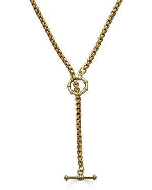 Loni Paul Jewelry Box Chain Lariat Necklace-Bracelet - Metallic