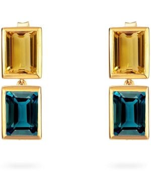 Augustine Jewels Citrine And Topaz Two Drop Earrings - Metallic