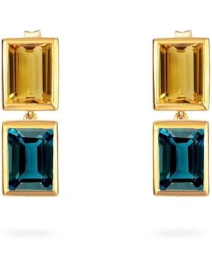 Augustine Jewels Citrine And Topaz Two Drop Earrings - Metallic