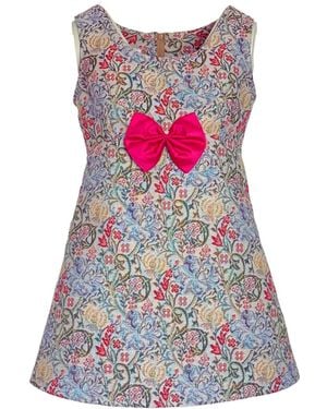 Couture to Your Door Mini Mod Tapestry Dress With Silk Bow - Multicolour