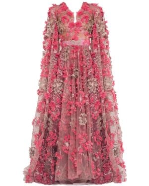 MATSOUR'I Dress Hortensia With Detachable Sleeves Coral Midi - Pink