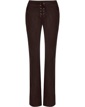 OW Collection Zelda Faux Suede Pants - Brown