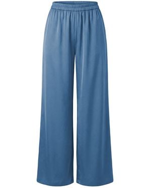 Janara Jones Mist Wide-Leg Satin Lounge Pants - Blue
