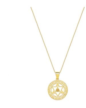 Seven Saints Merkaba Star, Spiritual Ascension Necklace, Plated - Metallic