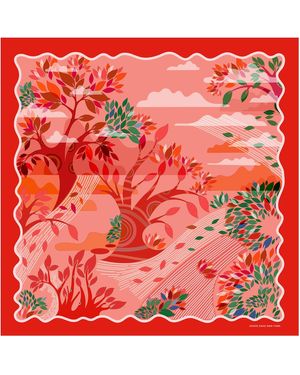 Jessie Zhao New York Double Sided Silk Scarf Crossing - Red