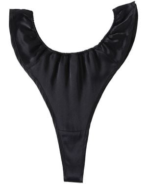 Soft Strokes Silk Set Of Two Pure Mulberry Silk T-String Pantie - Black