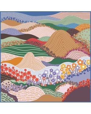 Jessie Zhao New York Rose Double Sided Wool Silk Scarf Of Floral Mountain - Green