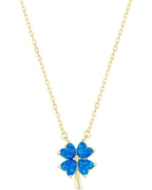 Spero London Opal Four Leaf Clover Sterling Necklace - Blue