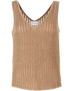 SALANIDA Caldo Linen Tank Top Caramel - Brown