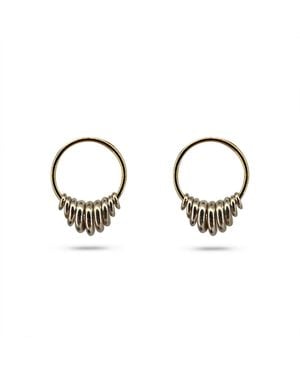 Greyewolfe Circular Two-Tone Waterfall Earrings - Metallic