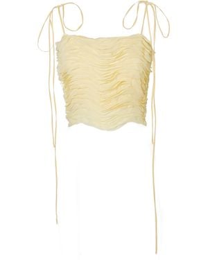 SVETA Milano Neutrals Trinacria Ruffles Top - White