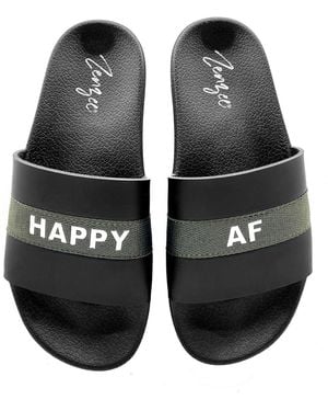Zenzee Happy Af Slide Sandals - Black