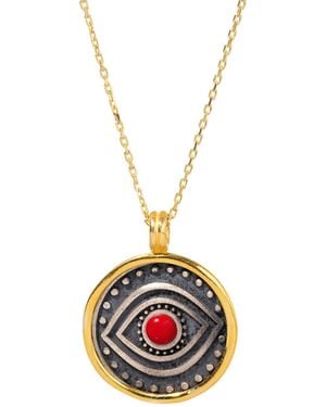Ebru Jewelry Passion Coral Evil Eye Sterling & Protection Necklace - Metallic