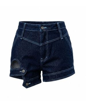 Gao Republic Shorts High-Rise Side Cut-Out Denim - Blue