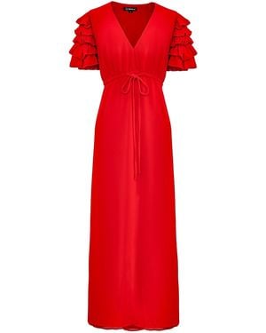 Smart and Joy Tiered Frills Shoulder Long Dress