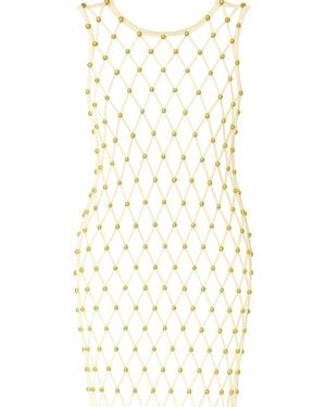 Live Kolibri Hand-Woven Crochet Dress With Beads - White