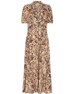 Lily and Lionel Neutrals Julia Button Down Snakeskin Print Maxi Dress - Natural