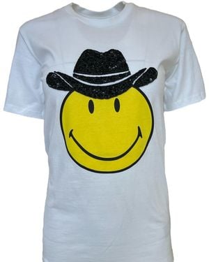 Any Old Iron Smiley Cowboy Beaded T-Shirt - Grey