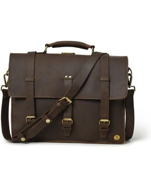 Dötch Leather Lakshan Leather Messenger Laptop Bag - Black