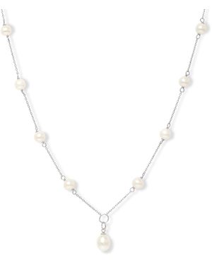 Pearls of the Orient Online Gratia Fine Chain Necklace With Cultured Freshwater Pearls & Pendant Drop - Metallic