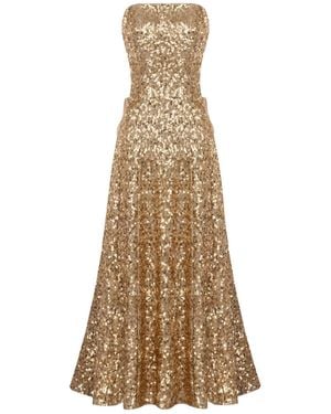 Elsava Golden Long Dress - Natural