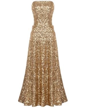Elsava Golden Long Dress - Natural