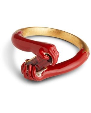 Kasun Love On Your Hand – Enamel And Mozambique Garnet - Red