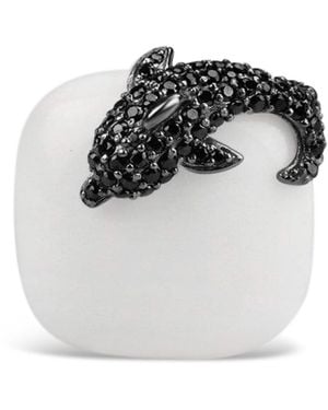 Bellus Domina Sterling Silver Dolphin Cocktail Ring - Black