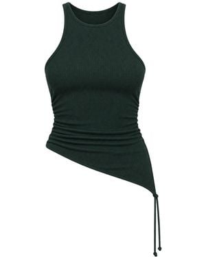 Sâb Studio Asymmetric Ruched Racerback Tank Top - Black