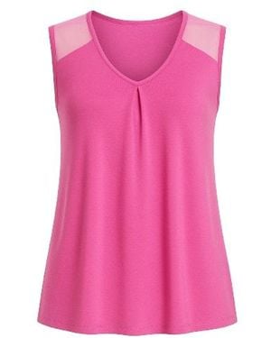 Conquista V Neck Pleat Detail Top - Pink