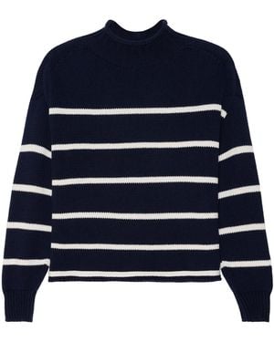 Ellsworth & Ivey Cornelia Mock Neck Sweater/Ivory - Blue