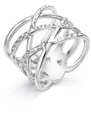 Gold & Honey Diamond Cut Crisscross Ring - White