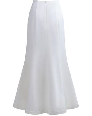 Iellele Noel Trio Set Turtleneck Silk Skirt Tulle Fur Overskirt - Gray