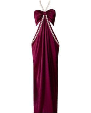 Nur Karaata Alice Pearl Burgundy Dress - Red