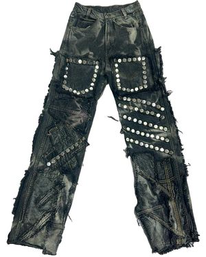 Zasta Studio Shred Couture Studded Denim Trousers A - Grey