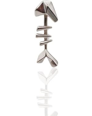 Frenvyrn Mars Sterling Fish Bone Drop Stud Earring Single - Metallic