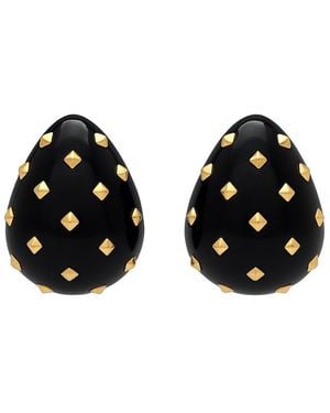 Michael Nash Jewelry Maristella Studded Resin Pierced Hoop Earrings - Black