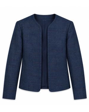 Stovaria Midnight Peacock Cotton Denim Statement Jacket - Blue