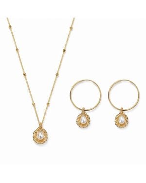 Verita New York Oyster Shell Pearl Jewellery Set - Metallic