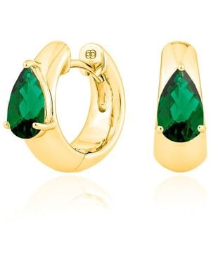SALLY SKOUFIS Pure Alchemy Petite Hoops With Made Emeralds - Green
