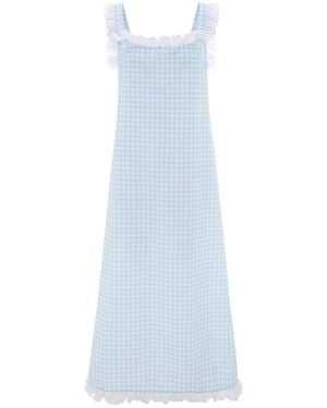Love Letters X Dolce Gingham Azzurro Sleep Dress - Blue