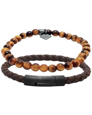 Tateossian Thompson Ip Steel Tubo Classico Set Bracelets - Brown